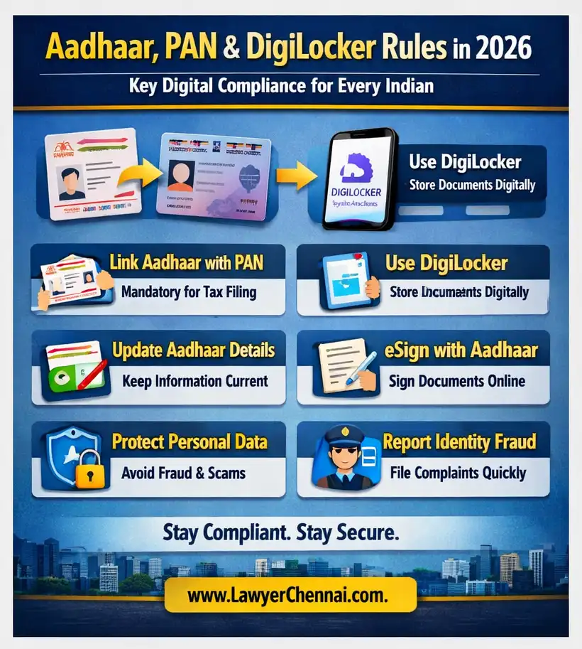 Infographic - Aadhaar Card, Pan Card, Technology News_ 5 Essential Digital Rules Every Indian Should Know in 2026