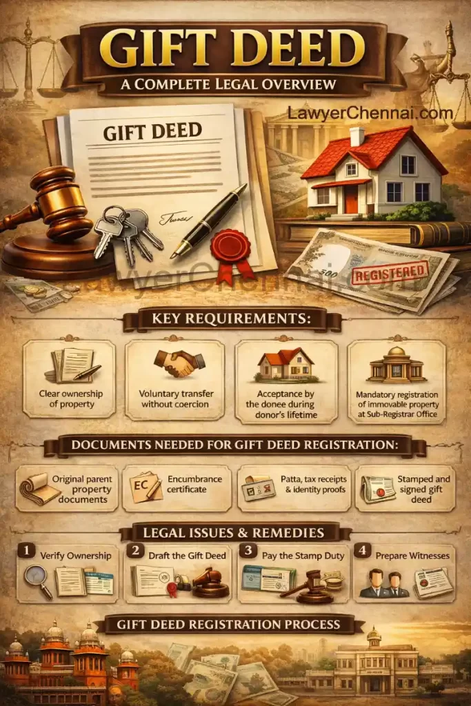 Gift Deed in India: Legal Process, Registration, Remedies, and Property Transfer Laws - Infographic