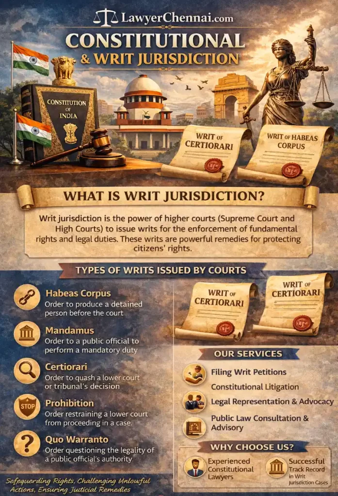 Understanding Constitutional & Writ Jurisdiction in India - Infographic 